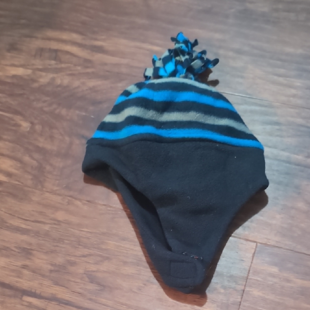 Striped Blue and‎ Black Winter Hat